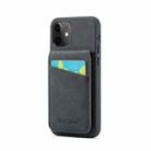 For iPhone 11 Fierre Shann Crazy Horse Card Holder Back Cover PU Phone Case(Black) - 1