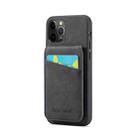 For iPhone 11 Pro Fierre Shann Crazy Horse Card Holder Back Cover PU Phone Case(Black) - 1