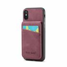 For iPhone X / XS Fierre Shann Crazy Horse Card Holder Back Cover PU Phone Case(Wine Red) - 1