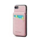 For iPhone 7 Plus / 8 Plus Fierre Shann Crazy Horse Card Holder Back Cover PU Phone Case(Pink) - 1