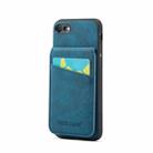 For iPhone 7 Plus / 8 Plus Fierre Shann Crazy Horse Card Holder Back Cover PU Phone Case(Blue) - 1