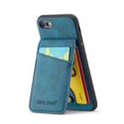For iPhone SE 2022 / 2020 / 7 / 8 Fierre Shann Crazy Horse Card Holder Back Cover PU Phone Case(Blue) - 2