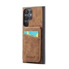 For Samsung Galaxy S22 Ultra 5G Fierre Shann Crazy Horse Card Holder Back Cover PU Phone Case(Brown) - 1