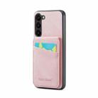 For Samsung Galaxy S23 5G Fierre Shann Crazy Horse Card Holder Back Cover PU Phone Case(Pink) - 1