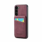 For Samsung Galaxy S23 5G Fierre Shann Crazy Horse Card Holder Back Cover PU Phone Case(Wine Red) - 1