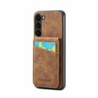 For Samsung Galaxy S23 5G Fierre Shann Crazy Horse Card Holder Back Cover PU Phone Case(Brown) - 1
