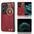 For OPPO Find N2 Wristband Leather Back Phone Case(Red) - 1