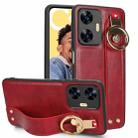 For Realme C55 Wristband Leather Back Phone Case(Red) - 1