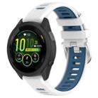 For Garmin Forerunner 265S 18mm Sports Two-Color Steel Buckle Silicone Watch Band(White+Blue) - 1