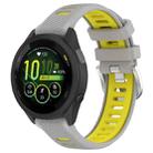 For Garmin Forerunner 265S 18mm Sports Two-Color Steel Buckle Silicone Watch Band(Grey+Yellow) - 1