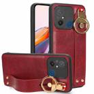 For Xiaomi Redmi 12C / Poco C55 Wristband Leather Back Phone Case(Red) - 1