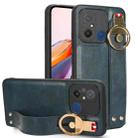 For Xiaomi Redmi 12C / Poco C55 Wristband Leather Back Phone Case(Blue) - 1