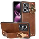 For Redmi Note 12 Pro 5G Global Wristband Leather Back Phone Case(Brown) - 1