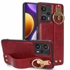 For Xiaomi Redmi Note 12 Turbo Wristband Leather Back Phone Case(Red) - 1