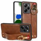 For Xiaomi Poco X5 Pro 5G Wristband Leather Back Phone Case(Brown) - 1