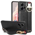 For Redmi Note 12 4G Global Wristband Leather Back Phone Case(Black) - 1