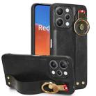 For Xiaomi Redmi 12 4G Wristband Leather Back Phone Case(Black) - 1