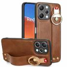 For Xiaomi Redmi 12 4G Wristband Leather Back Phone Case(Brown) - 1