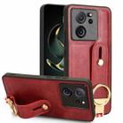 For Xiaomi 13T / 13T Pro / Redmi K60 Ultra Wristband Leather Back Phone Case(Red) - 1