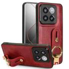 For Xiaomi 14 Pro Wristband Leather Back Phone Case(Red) - 1