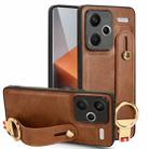 For Xiaomi Redmi Note 13 Pro+ Wristband Leather Back Phone Case(Brown) - 1