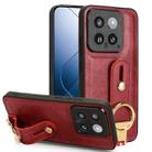 For Xiaomi 14 Wristband Leather Back Phone Case(Red) - 1