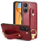 For Xiaomi Redmi 13C 4G/Poco C65 Wristband Leather Back Phone Case(Red) - 1