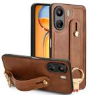 For Xiaomi Redmi 13C 4G/Poco C65 Wristband Leather Back Phone Case(Brown) - 1