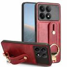 For Xiaomi Redmi K70/K70 Pro Wristband Leather Back Phone Case(Red) - 1