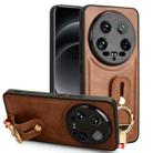 For Xiaomi 14 Ultra Wristband Leather Back Phone Case(Brown) - 1