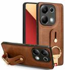 For Xiaomi Redmi Note 13 Pro 4G Wristband Leather Back Phone Case(Brown) - 1