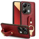 For Xiaomi Poco M6 Pro 4G Wristband Leather Back Phone Case(Red) - 1