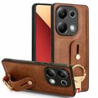 For Xiaomi Poco M6 Pro 4G Wristband Leather Back Phone Case(Brown) - 1