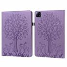 For Xiaomi Pad 6 / Pad 6 Pro Tree & Deer Embossed Leather Tablet Case(Purple) - 1