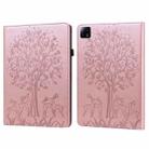 For Xiaomi Pad 6 / Pad 6 Pro Tree & Deer Embossed Leather Tablet Case(Pink) - 1