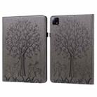 For Xiaomi Pad 6 / Pad 6 Pro Tree & Deer Embossed Leather Tablet Case(Grey) - 1