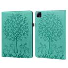 For Xiaomi Pad 6 / Pad 6 Pro Tree & Deer Embossed Leather Tablet Case(Green) - 1