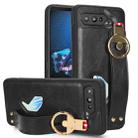 For Asus ROG Phone 5 ZS673KS Wristband Leather Back Phone Case(Black) - 1