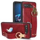For Asus ROG Phone 5 ZS673KS Wristband Leather Back Phone Case(Red) - 1