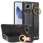 For Motorola Edge 30 Ultra Wristband Leather Back Phone Case(Black) - 1