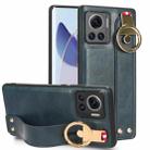 For Motorola Edge 30 Ultra Wristband Leather Back Phone Case(Blue) - 1