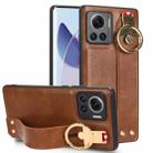 For Motorola Edge 30 Ultra Wristband Leather Back Phone Case(Brown) - 1