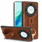 For Honor X9A / X40 / Magic5 Lite Wristband Leather Back Phone Case(Brown) - 1