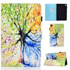 For Lenovo Tab M10 Plus TB-X606F Colored Drawing Stitching Horizontal Flip Leather Case, with Holder & Card Slots & Sleep / Wake-up Function(Colorful Tree) - 1
