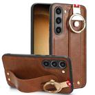 For Samsung Galaxy S23 5G Wristband Leather Back Phone Case(Brown) - 1