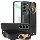 For Samsung Galaxy S22 5G Wristband Leather Back Phone Case(Black) - 1