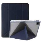 For iPad Pro 11 2022 / 2021 / 2020 Clear Acrylic Deformation Leather Tablet Case(Dark Blue) - 1