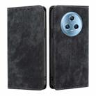 For Honor Magic5 RFID Anti-theft Brush Magnetic Leather Phone Case(Black) - 1