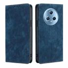 For Honor Magic5 RFID Anti-theft Brush Magnetic Leather Phone Case(Blue) - 1