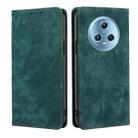 For Honor Magic5 RFID Anti-theft Brush Magnetic Leather Phone Case(Green) - 1